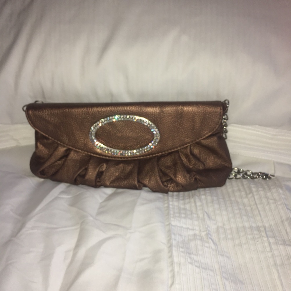 Beautiful brown clutch with diamond details